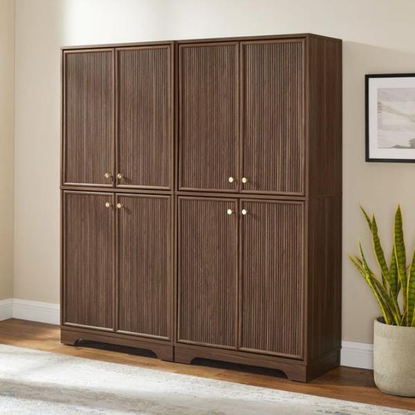 KF33083WA Naomi Kitchen Storage Pantry Set 2 Pantries - Walnut - 2 Piece