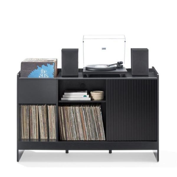 CF1160-BK Arden Record Player Cabinet with Vinyl Storage - Black