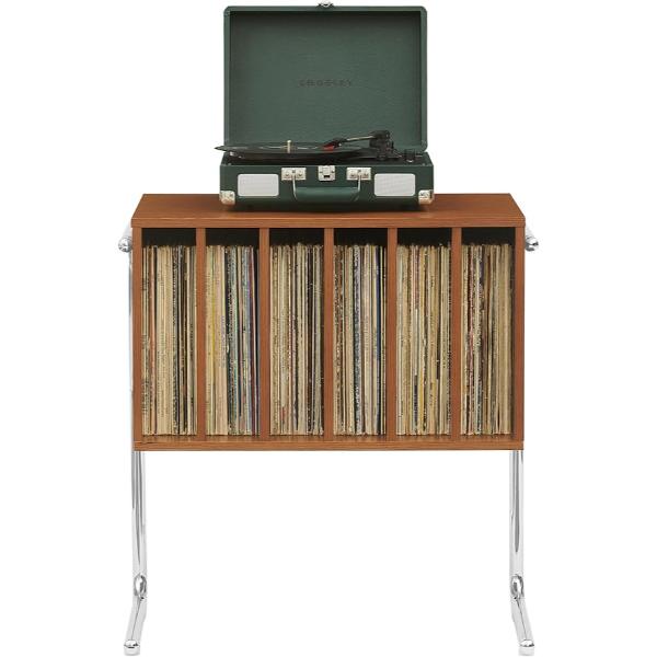 CF1180-WA Lily Record Player Stand with Vinyl Storage - Walnut