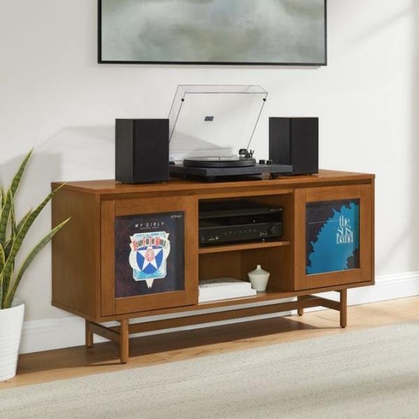 CF1186-WA Dempsey Record Player Cabinet with Vinyl Storage - Walnut