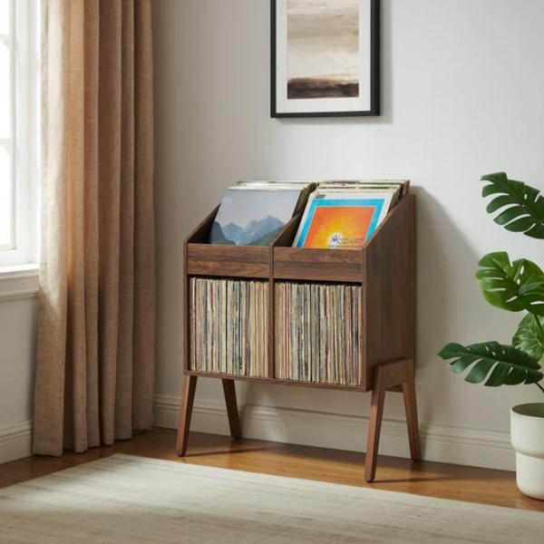 CF1187-WA Luna Vinyl Record Storage Stand - Walnut