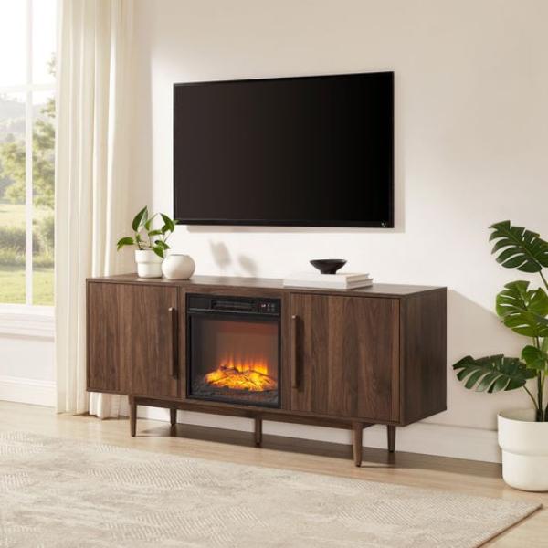 KF101970WA 65 in. Liam Fireplace Tv Stand - Walnut
