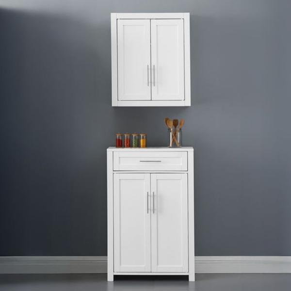 KF33096WH Savannah Kitchen Storage Pantry Set Storage Cabinet & Wall Cabinet - White - 2 Piece