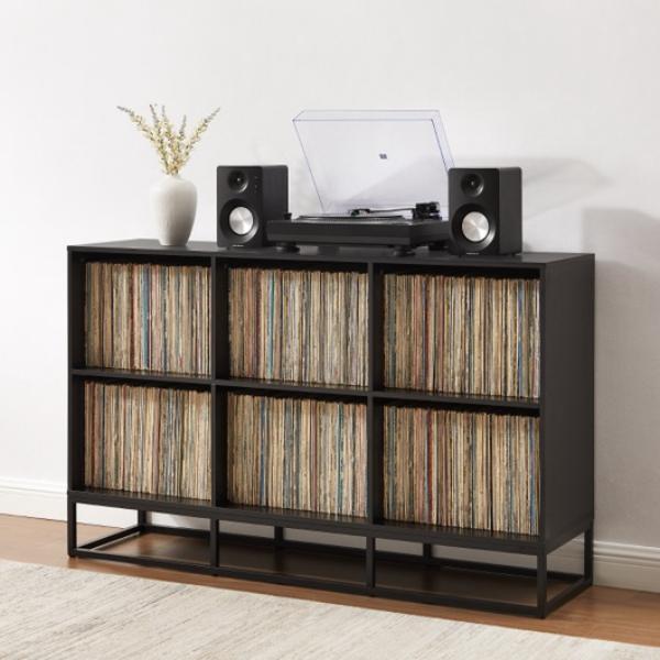 CF1129-BK Enzo 6 Cube Record Player Stand with Vinyl Storage - Black