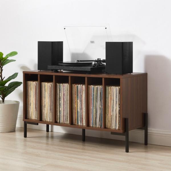 CF1155-WA Greenwich Medium Record Player Stand with Vinyl Storage - Walnut