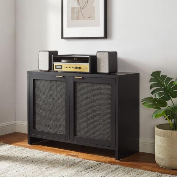 CF1146-BK Kenji Record Player Cabinet with Vinyl Storage - Black