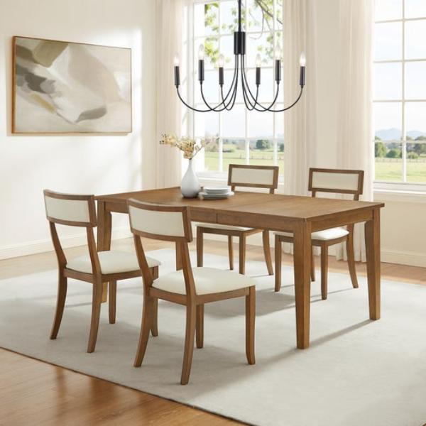 KF20057BR-CR Alessia Dining Table Set for 4 - Brown - 5 Piece