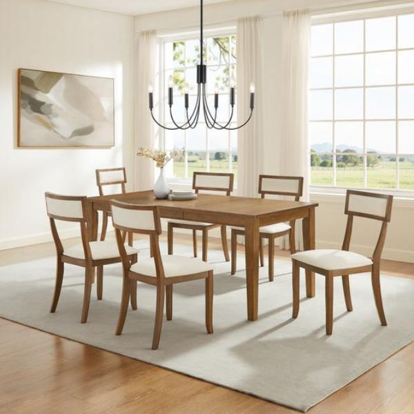KF20058BR-CR Alessia Dining Table Set for 6 - Brown - 7 Piece