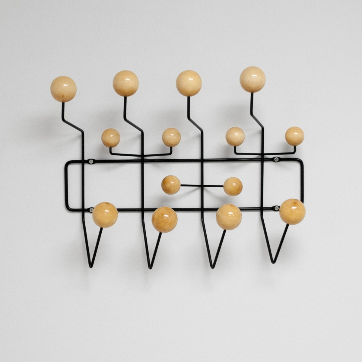 Modmade MM-CH-01-Wood-Black Bubble Mid Century Modern Coat Rack, Black & Natural