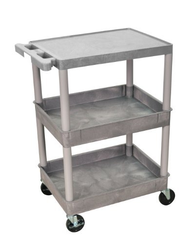 Picture of Luxor LUX STC211-G 36.5 x 24 x 18 in. Flat Top & Tub Middle-Bottom Shelf Cart&#44; Gray