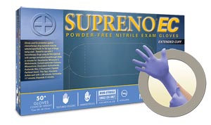 MFC SEC-375-S Supreno Extended Cuff Nitrile Small Exam Gloves, Blue - 50 per Box & 10 per Case