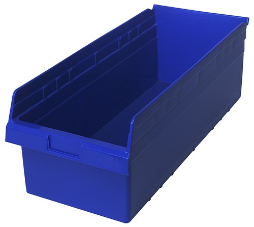 Shelf Storage Bin, Polypropylene, Blue, 8 in H, 11 1/8 in W, 23 5/8 in L