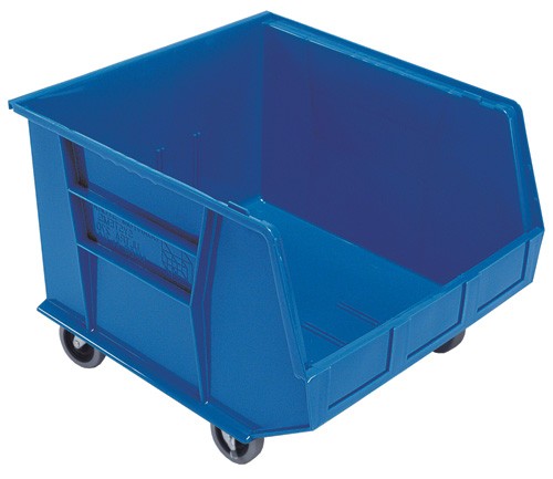 QTM QUS275MOBBL Plastic Storage Stacking Ultra Bin Mobile, Blue - 3 per Cotton