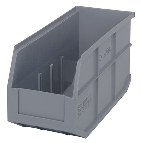Shelf Storage Bin, Polypropylene, Gray, 7 in H, 6 in W, 14 in L