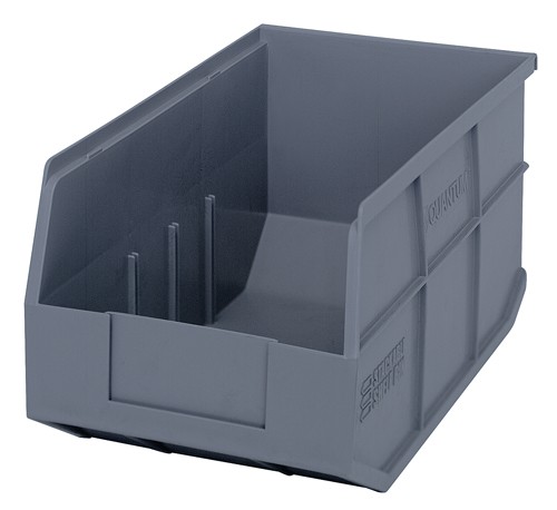Shelf Storage Bin, Polypropylene, Gray, 7 in H, 8 1/4 in W, 14 in L