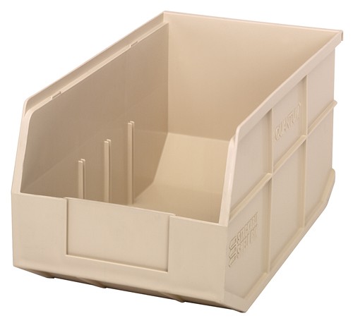 Shelf Storage Bin, Polypropylene, Ivory, 7 in H, 8 1/4 in W, 14 in L