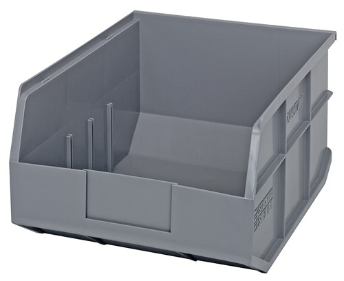 Shelf Storage Bin, Polypropylene, Gray, 7 in H, 11 in W, 14 in L
