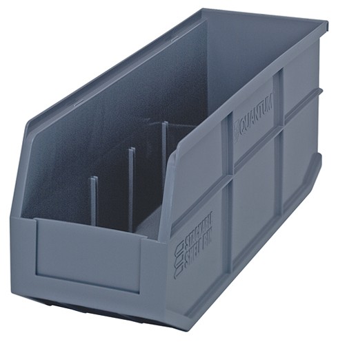 Shelf Storage Bin, Polypropylene, Gray, 7 in H, 6 in W, 18 in L