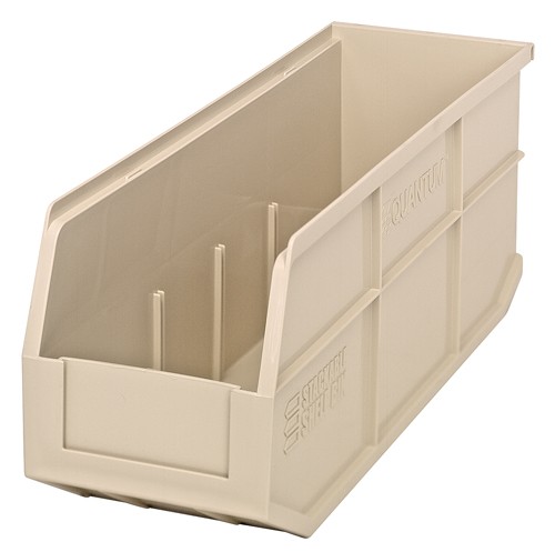 Shelf Storage Bin, Polypropylene, Ivory, 7 in H, 6 in W, 18 in L