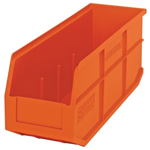 Shelf Storage Bin, Polypropylene, Orange, 7 in H, 6 in W, 18 in L