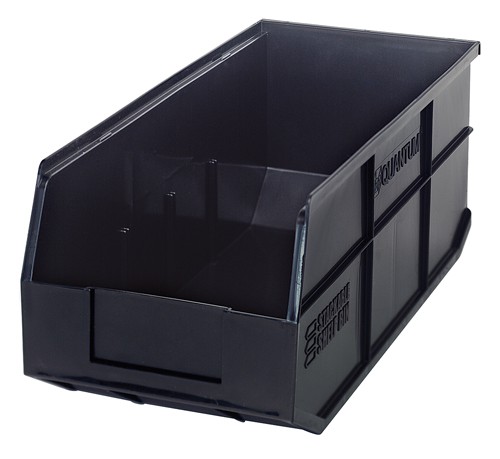 Shelf Storage Bin, Polypropylene, Black, 7 in H, 8 1/4 in W, 18 in L