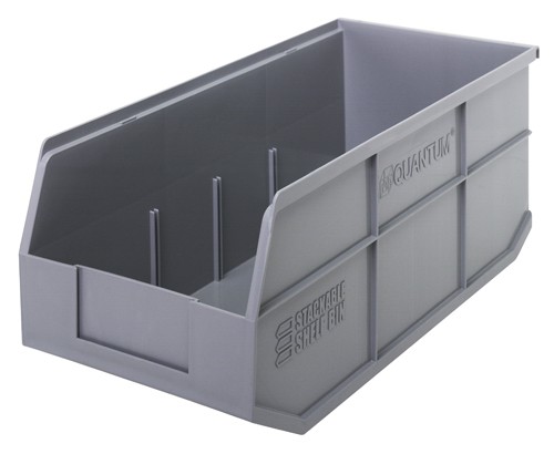 Shelf Storage Bin, Polypropylene, Gray, 7 in H, 8 1/4 in W, 18 in L