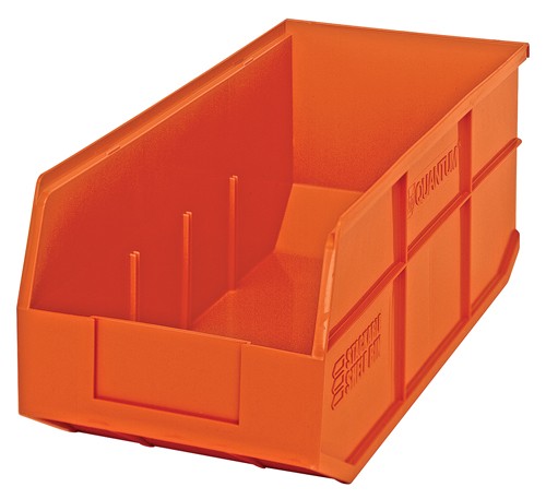 Shelf Storage Bin, Polypropylene, Orange, 7 in H, 8 1/4 in W, 18 in L