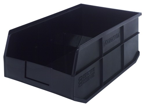 Shelf Storage Bin, Polypropylene, Black, 7 in H, 11 in W, 18 in L