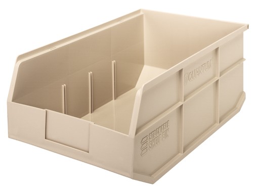 Shelf Storage Bin, Polypropylene, Ivory, 7 in H, 11 in W, 18 in L