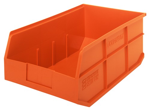 Shelf Storage Bin, Polypropylene, Orange, 7 in H, 11 in W, 18 in L