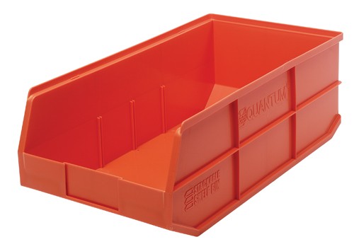 Shelf Storage Bin, Polypropylene, Orange, 7 in H, 11 in W, 20 1/2 in L
