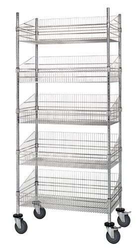 QTM WRC74-BSK1836C-5 18 x 36 in. Mobile 5 Post Basket Units - Chrome