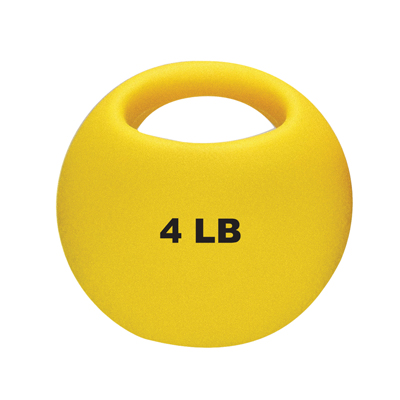 CanDo One-Handle Medicine Ball, 4 lb., 9" Diameter, Yellow