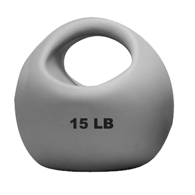CanDo One-Handle Medicine Ball, 15 lb., 9" Diameter, Silver