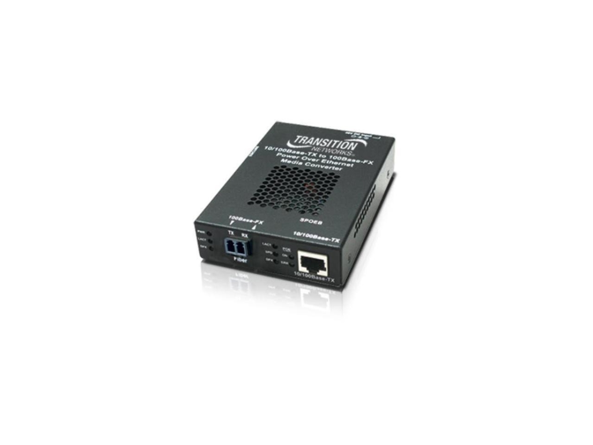 10/100BASE-TX RJ45 POE TO 100BASE-FX, MM LC, 2 KM WITH -NA POWER SUPPLY