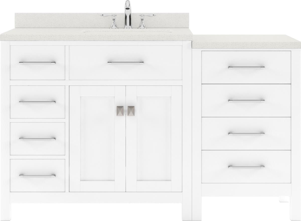 MS-2157L-DWQRO-WH-NM 35 x 57 x 22 in. Caroline Parkway Single Bath Vanity with White Quartz Top & Round Sink, White -  VIRTU USA