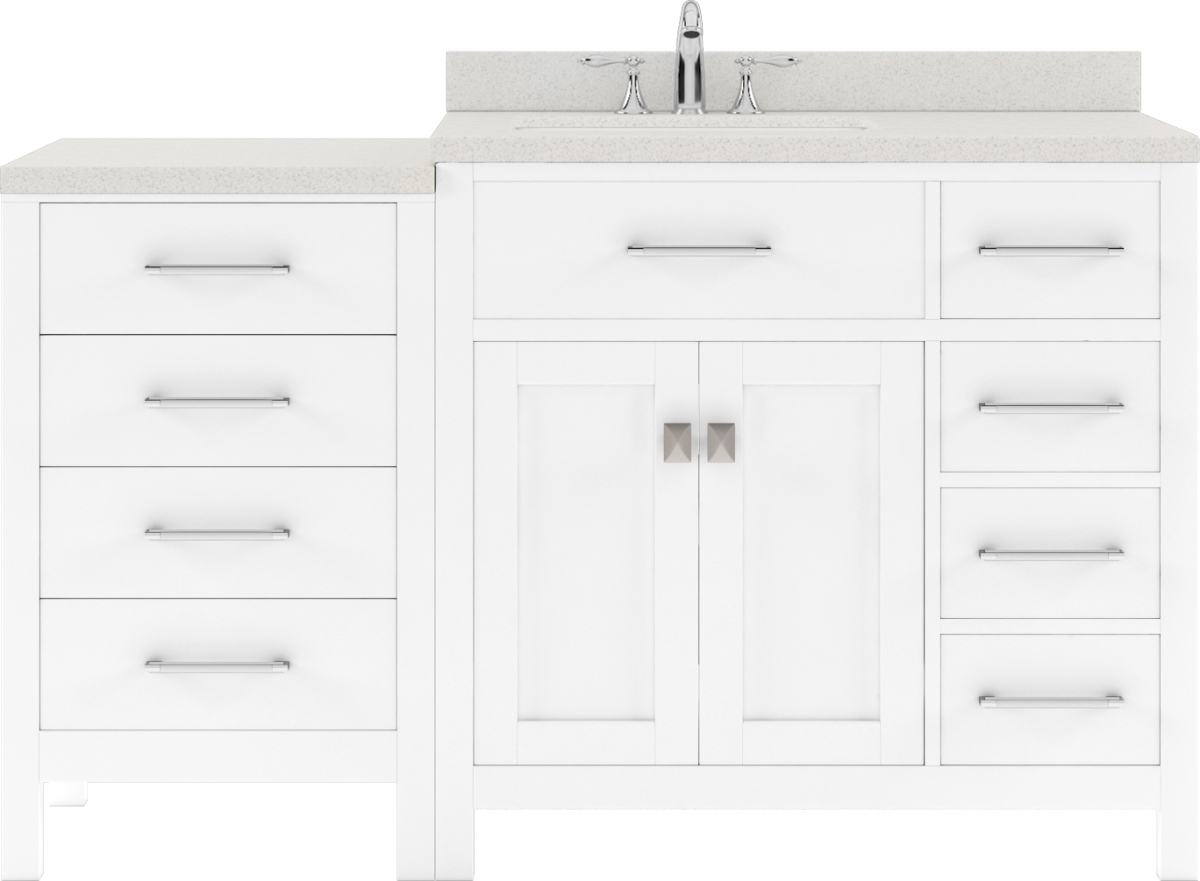 MS-2157R-DWQRO-WH-NM Caroline Parkway 57 in. Single Bath Vanity in White with White Quartz Top & Round Sink -  VIRTU USA