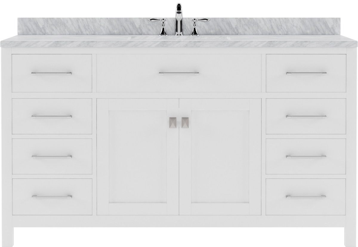 Picture of Modern Fittings MS-2060-WMSQ-WH-NM 60 in. Caroline Single Bath Vanity with White Marble Top & Square Sink&#44; White