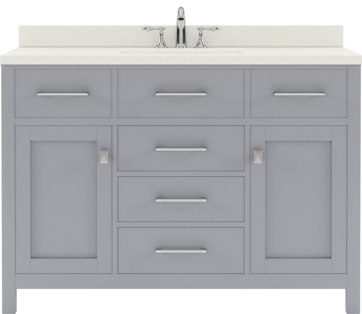 MS-2048-DWQSQ-GR-NM Caroline 48 in. Single Bath Vanity in Gray with White Quartz Top & Square Sink -  VIRTU USA