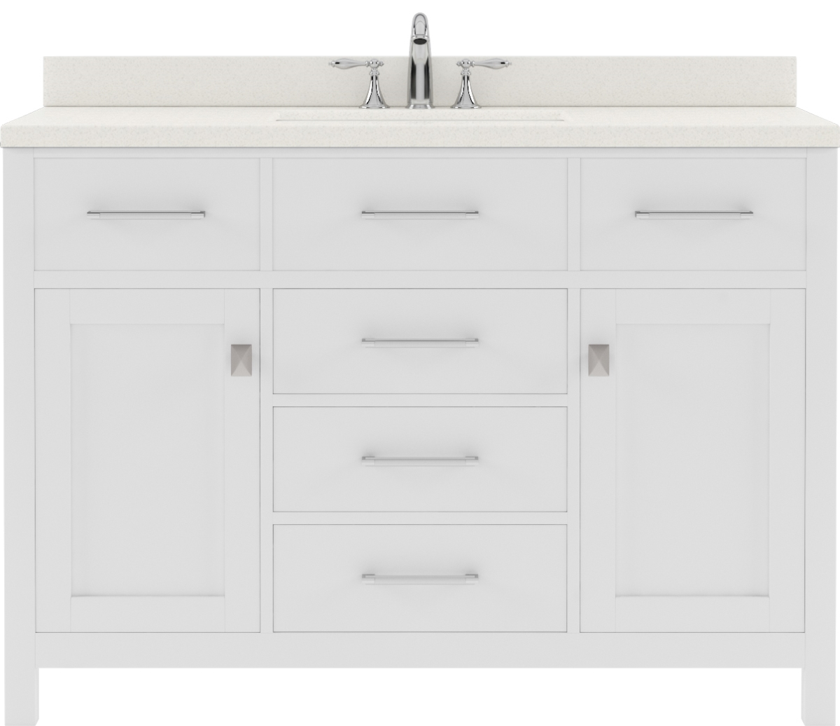 MS-2048-DWQSQ-WH-NM Caroline 48 in. Single Bath Vanity in White with White Quartz Top & Square Sink -  VIRTU USA