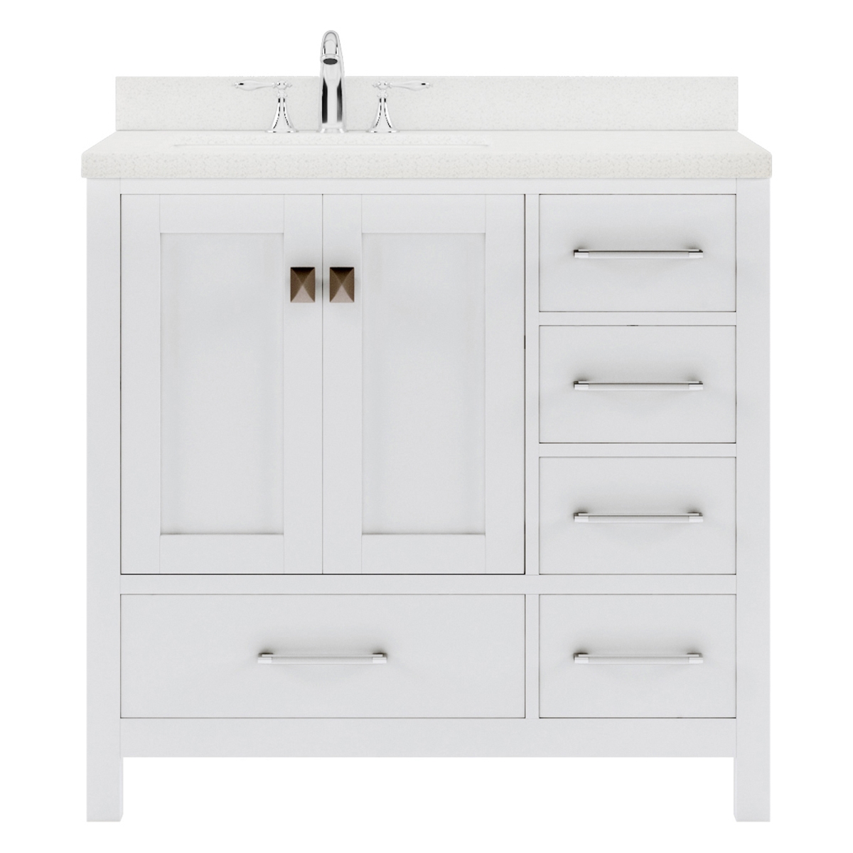 GS-50024-DWQSQ-WH-NM Caroline Avenue 24 in. Single Bath Vanity in White with White Quartz Top & Square Sink -  VIRTU USA