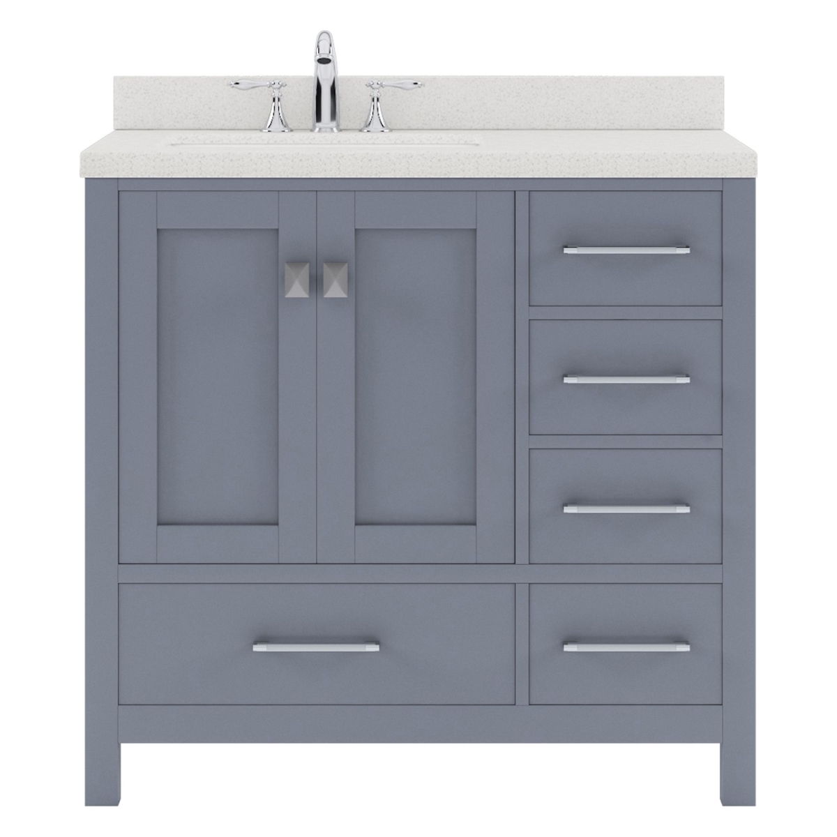 GS-50036-DWQSQ-GR-NM 36 in. Caroline Avenue Single Bath Vanity in Gray with White Quartz Top & Square Sink -  VIRTU USA