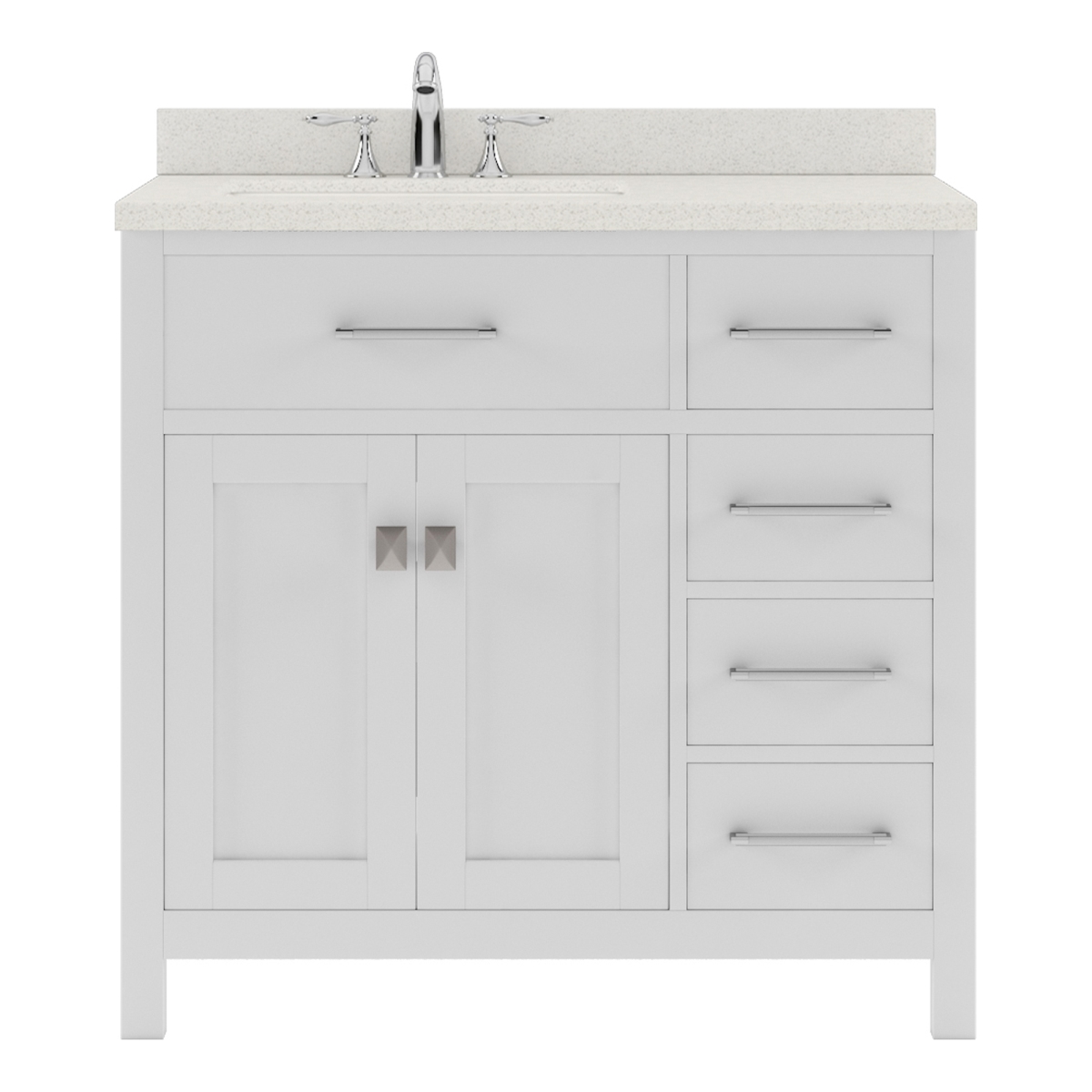 MS-2136R-DWQRO-WH-NM Caroline Parkway 36 in. Single Bath Vanity in White with White Quartz Top & Round Sink -  VIRTU USA