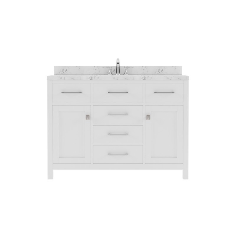 MS-2048-CMSQ-WH-NM 48 in. Caroline Single Bath Vanity with White Quartz Top & Square Sink, White -  Modern Fittings