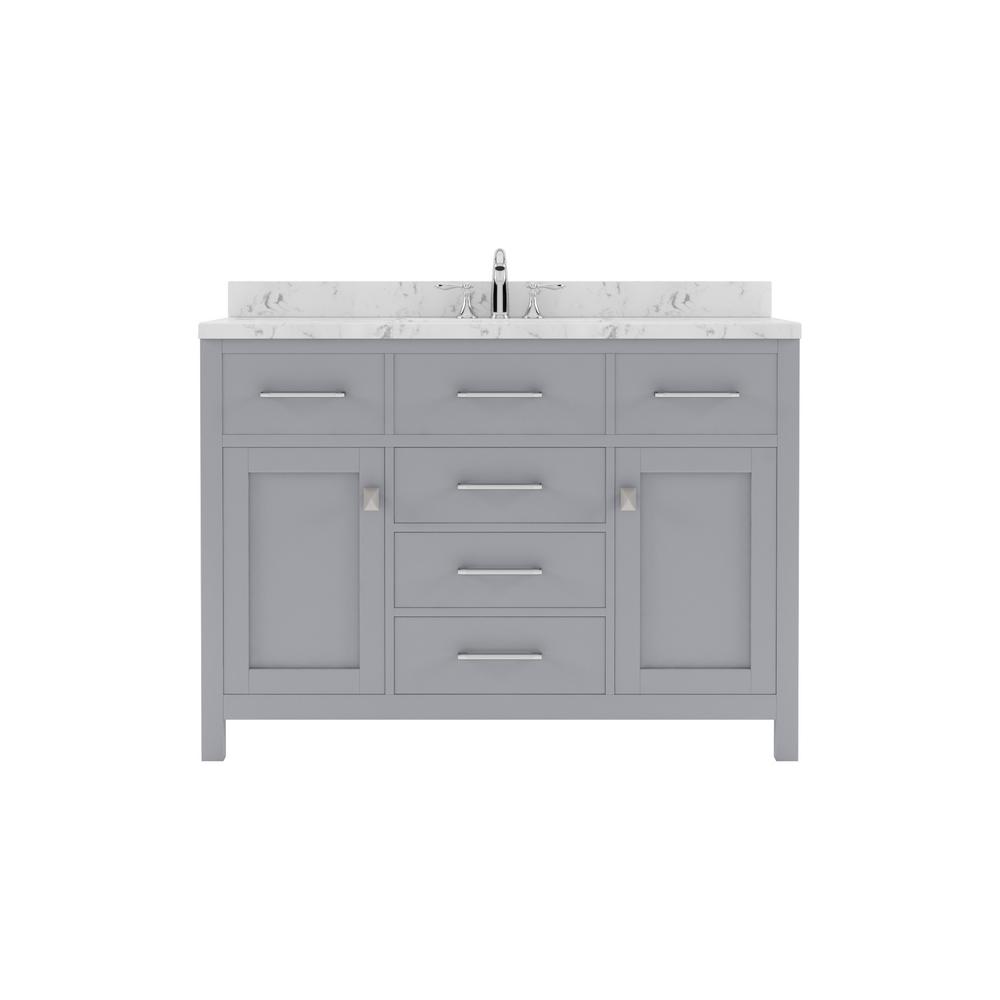 MS-2048-CMSQ-GR-NM 33.5 x 48 x 22 in. Caroline Single Bath Vanity with White Quartz Top & Square Sink, Gray -  Modern Fittings