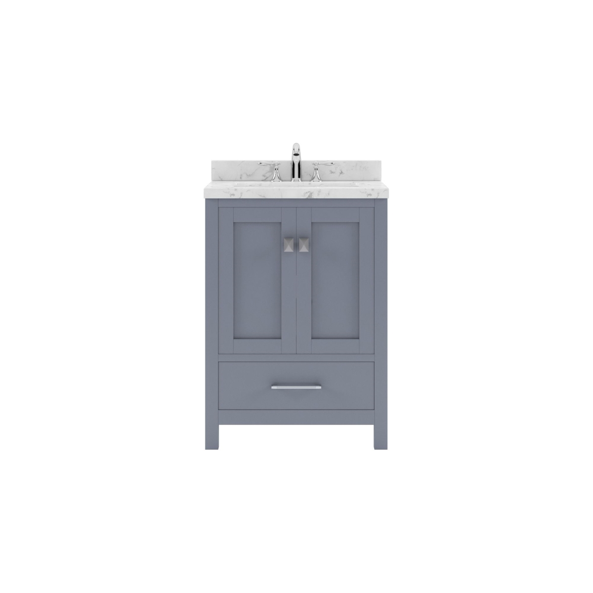 GS-50024-CMSQ-GR-NM 24 in. Caroline Avenue Single Bath Vanity in Gray with White Quartz Top & Square Sink -  Modern Fittings