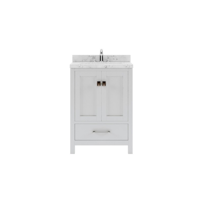 GS-50024-CMSQ-WH-NM 24 in. Caroline Avenue Single Bath Vanity in White with Quartz Top & Square Sink -  Modern Fittings