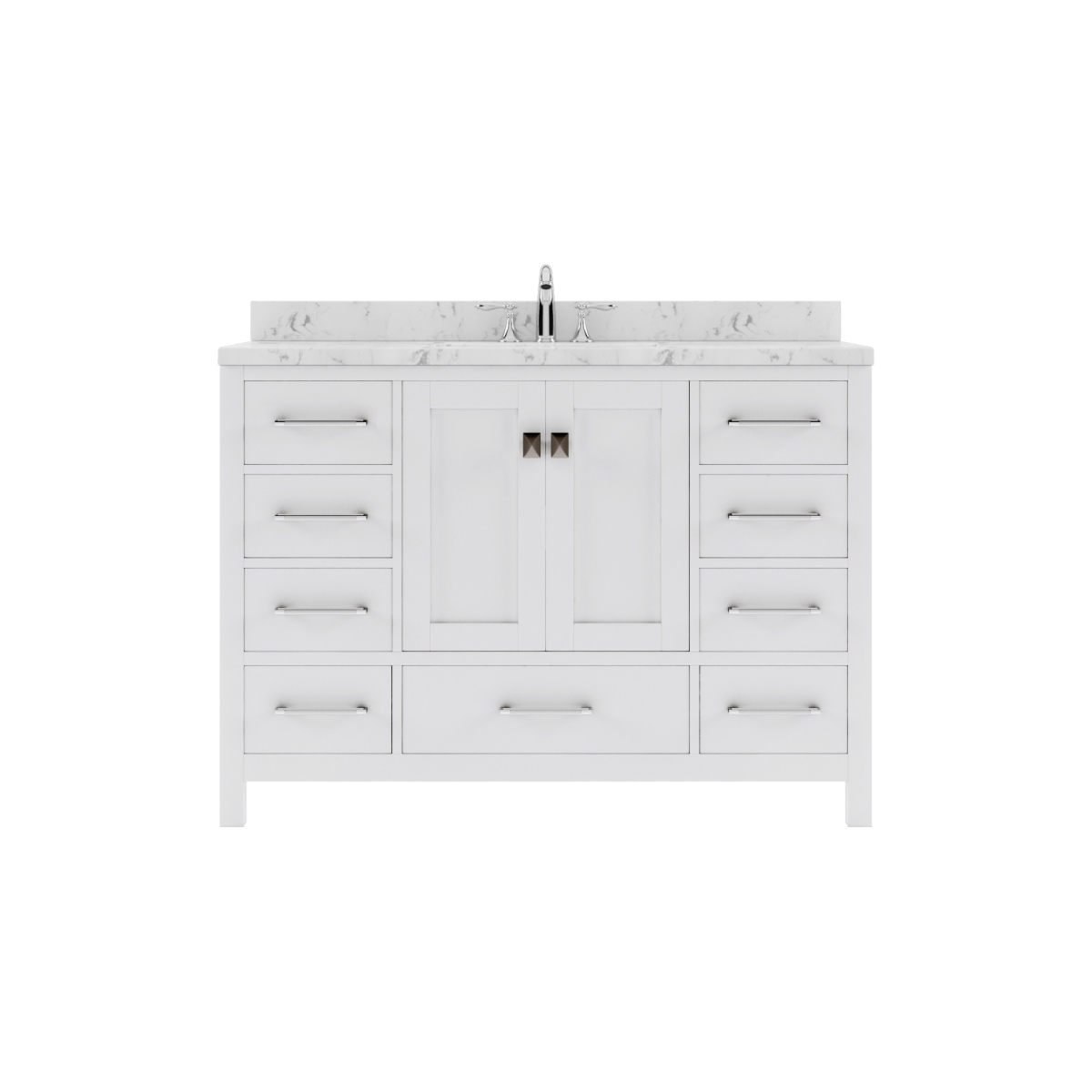 GS-50048-CMSQ-WH-NM 48 in. Caroline Avenue Single Bath Vanity with White Quartz Top & Square Sink in White -  Modern Fittings