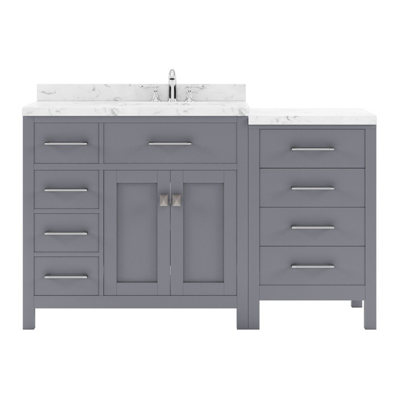 MS-2157L-CMRO-GR-NM 57 in. Caroline Parkway Single Bath Vanity in Gray with Cultured Marble Quartz Top & Round Sink -  Modern Fittings