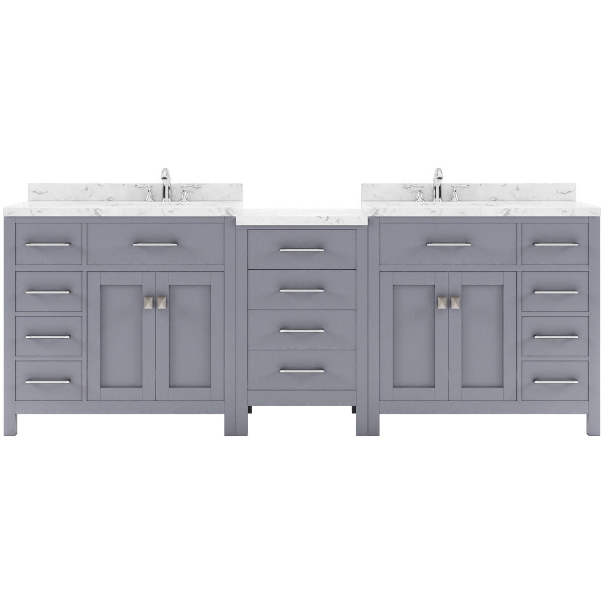 MD-2193-CMRO-GR-NM Caroline Parkway 93 in. Double Bath Vanity with Cultured Marble Quartz Top & Round Sinks, Gray -  Modern Fittings